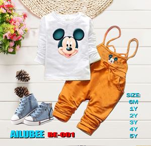 @  BE001 ( MICKEY BROWN ) AILUBEE BABY JUMPSUIT 2PCS SET. ( SIZE 6m & 4Y )