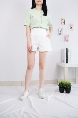 CC BUTTON KNIT TOP IN PISTACHIO