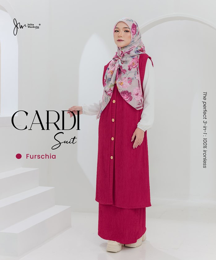 CARDI SUIT IRONLESS IN FURSCHIA