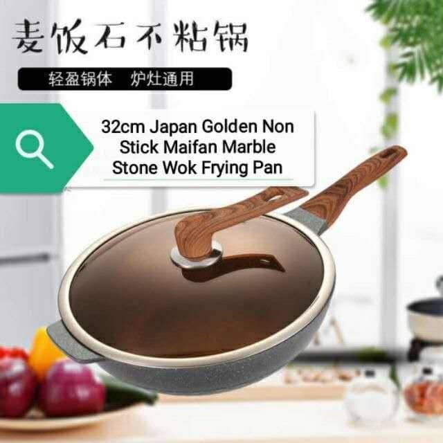 Wok Kitchen Non-Stick Pan Stone Skillet Frying Pan Japanese