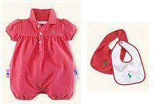 @  POLO RED ROMPER WITH BIB ( ROMPER + 1 PINK BIB ). SIZE 6M- 24M