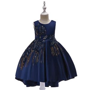 @  T5035 Girls Sequins Princess DresS - NAVY BLUE   ( SZ 100-150 )