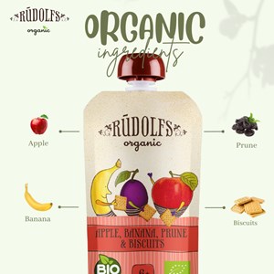 RUDOLFS PUREE - ORGANIC APPLE, BANANA & PRUNE