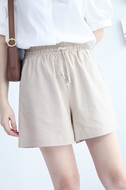 COTTON LINEN RELAX SHORTS IN BEIGE