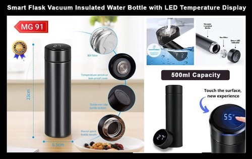 Smart LED Temperature Display Insulated Water Bottle Thermos Cup Flasks  500ML