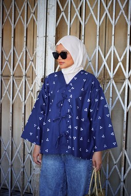 ZEINAB BATIK TOP ( Navy ZT024 )