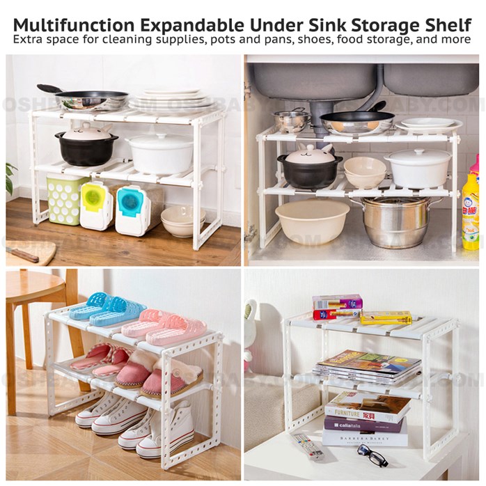2 Tier Expandable Under Sink Organizer Multifunctional Storage