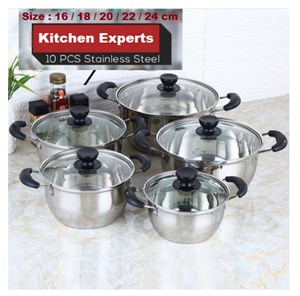Arc Shape Pot 10pcs Set Stainless Steel Kitchen Experts Cooking Pot