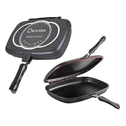 High Quality 36CM Double Sided Foldable Grill Frying Pan BBQ Kuali Panggang  Besar Periuk Pemanggang bbq Pemanggang ajaib