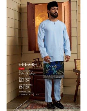 BAJU MELAYU TELUK BELANGA LELAKI Q5 LIGHT BLUE