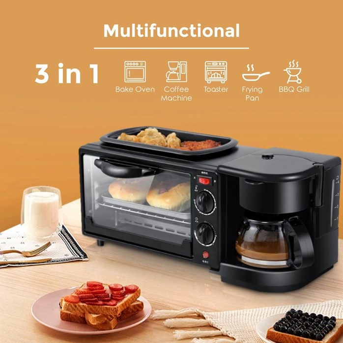 3-in-1 Multifunction Breakfast Machine Coffee Pot Frying Pan Oven