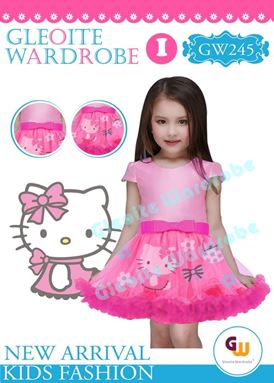 @  GW 245 DRESS  { I ~ KITTY PINK }  ( SZ 2Y - 13Y )