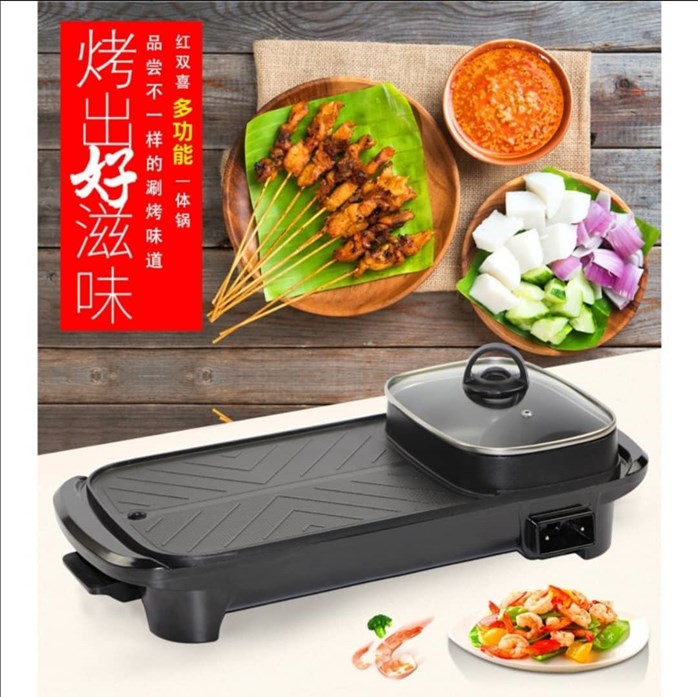 Electric grill with hot clearance pot