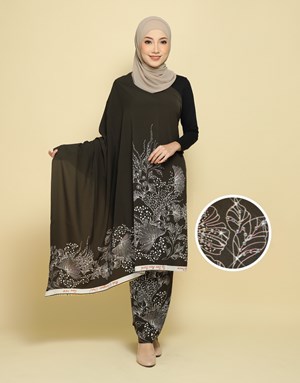 BATIK LUKIS PREMIUM With Diamond FHM 03 in Dark Olive