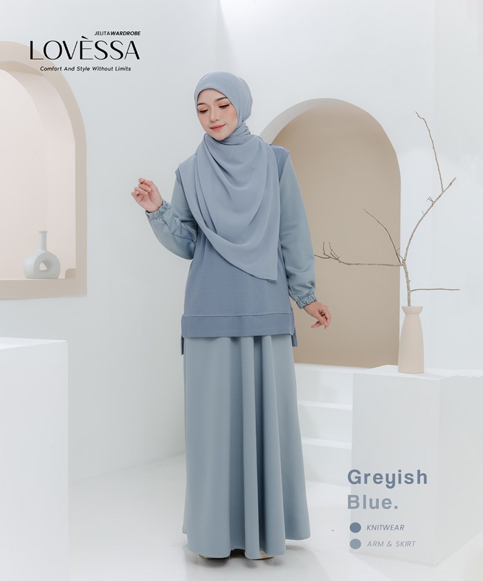 LOVESSA SUIT IRONLESS IN GREYISH BLUE