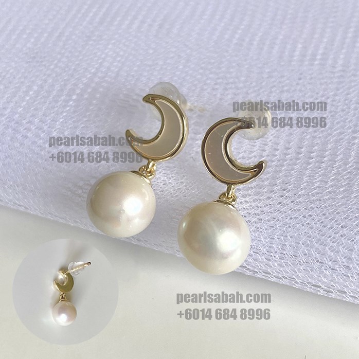 Suasa 14k Silver Earrings Pearl Bulat South Sea Pearl Sabah