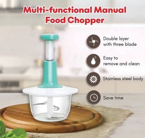 3 Blades Manual Hand-Press Vegetable Chopper