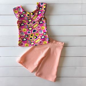 PALAZZO SET 041  ( PINK CUBE TOP  )
